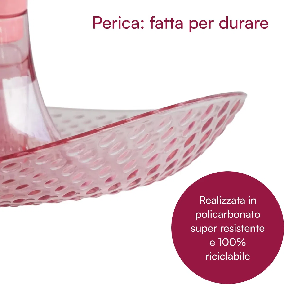Granata Perica Porta Frutta da Tavolo, Centro Tavola Moderno con Design in Policarbonato Trasparente di Qualità, Fruttiera Centrotavola con Alloggiamento Portatovaglioli o Portacandela