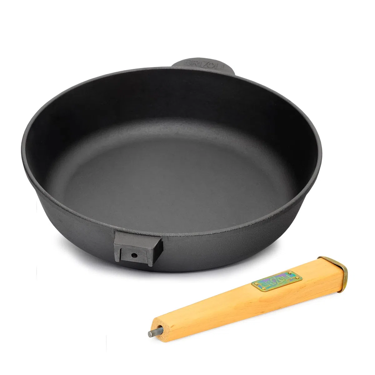 Padella in ghisa, diametro 24 cm, altezza 62 mm, con manico in legno, padella in ghisa a induzione, padella in ghisa, adatta per barbecue a gas, forno, focolare e tutti i piani cottura, con induzione