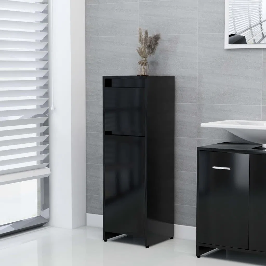 Genérico Mobile da Bagno Nero 30x30x95 cm in Legno Multistrato,Nero,15.75kg,802661