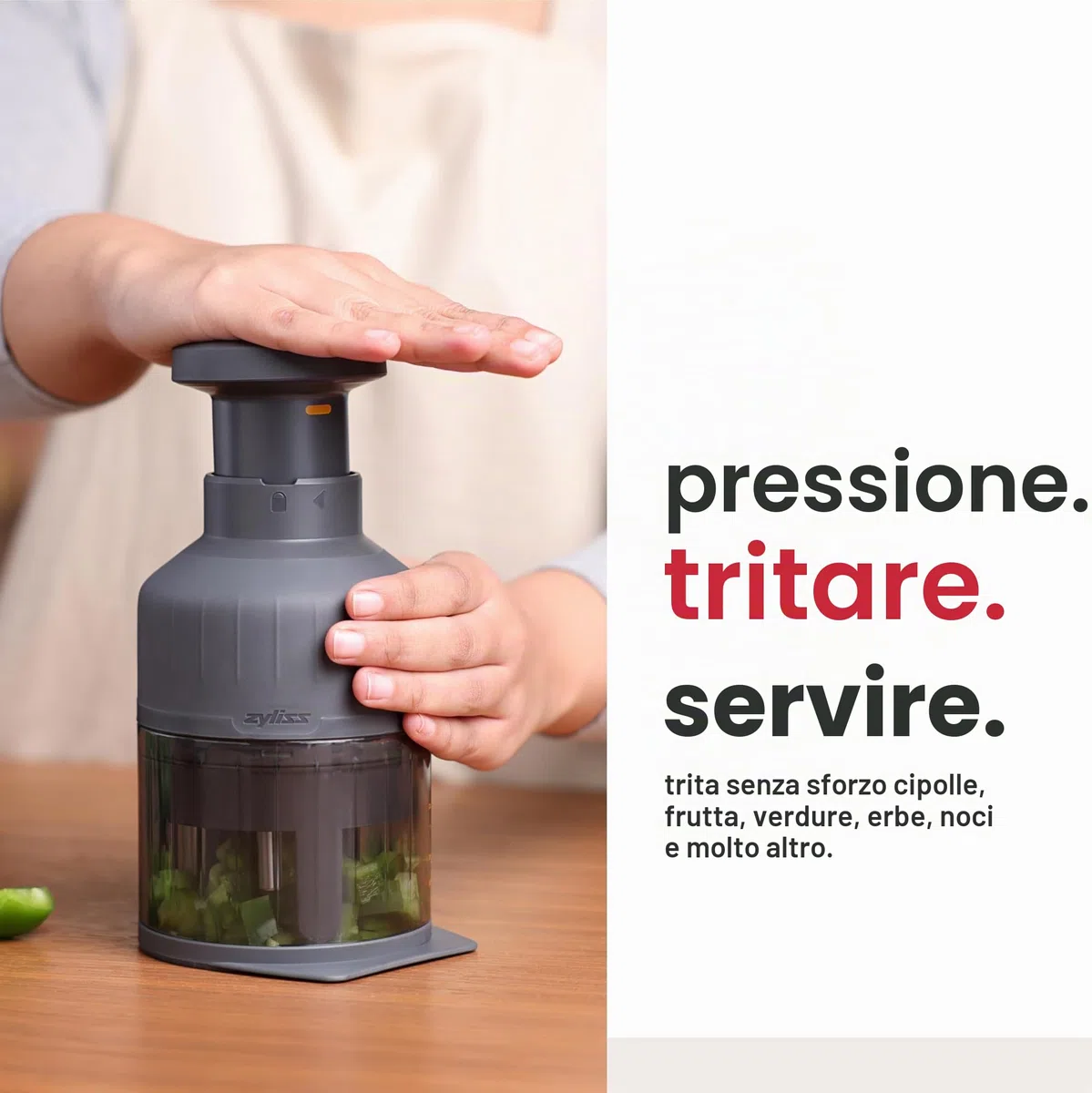 Zyliss Zick Zick 3 - Tritatutto Manuale da Cucina, Lama Ultra Affilata Rotante in Acciaio Inossidabile, Trita Verdure, Frutta, Cipolle, Carne Erbe e Altro, Trita Verdure a Mano, Accessorio da Cucina