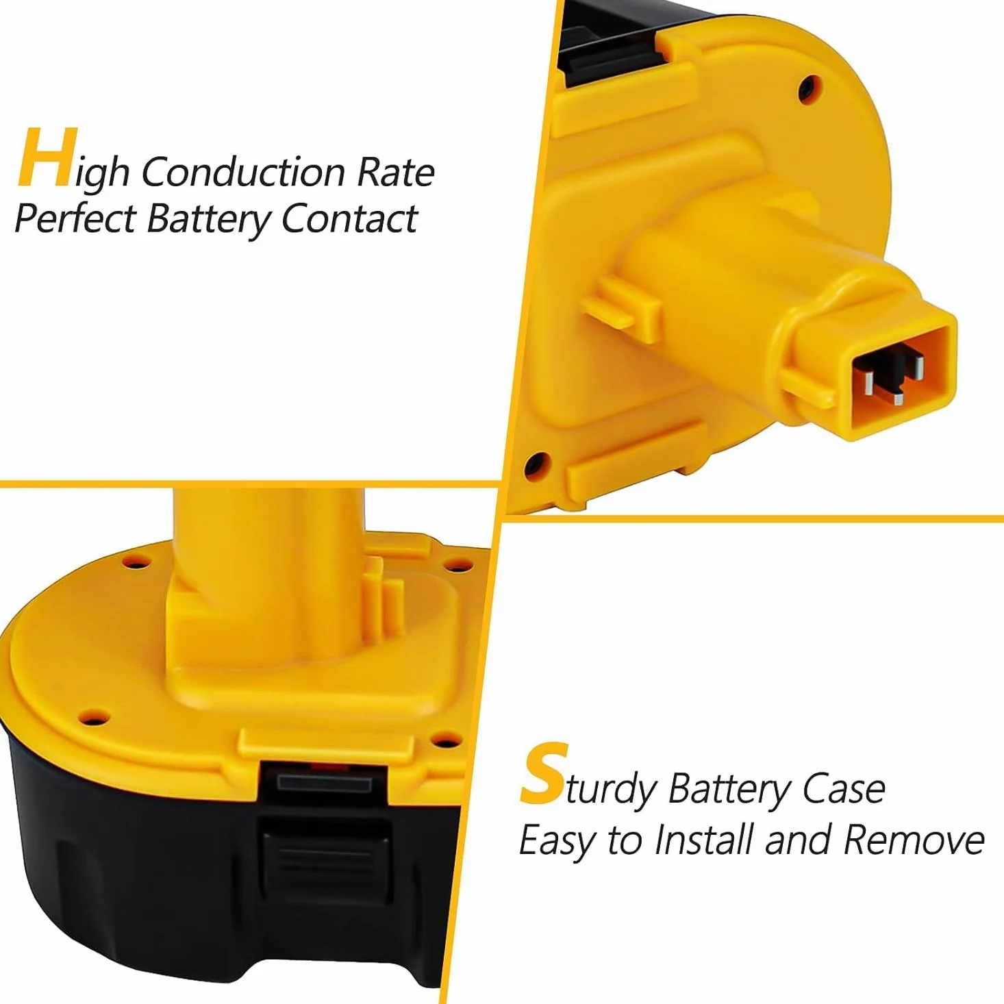 2X 18V 4.5Ah NI-MH sostituzione batteria strumento per Dewalt DC9096 DE9039 DE9095 DE9096 DE9098 DE9503 DW9095 DW9096 DW9098 DW9096 DW9098 Exemoro (Giallo)