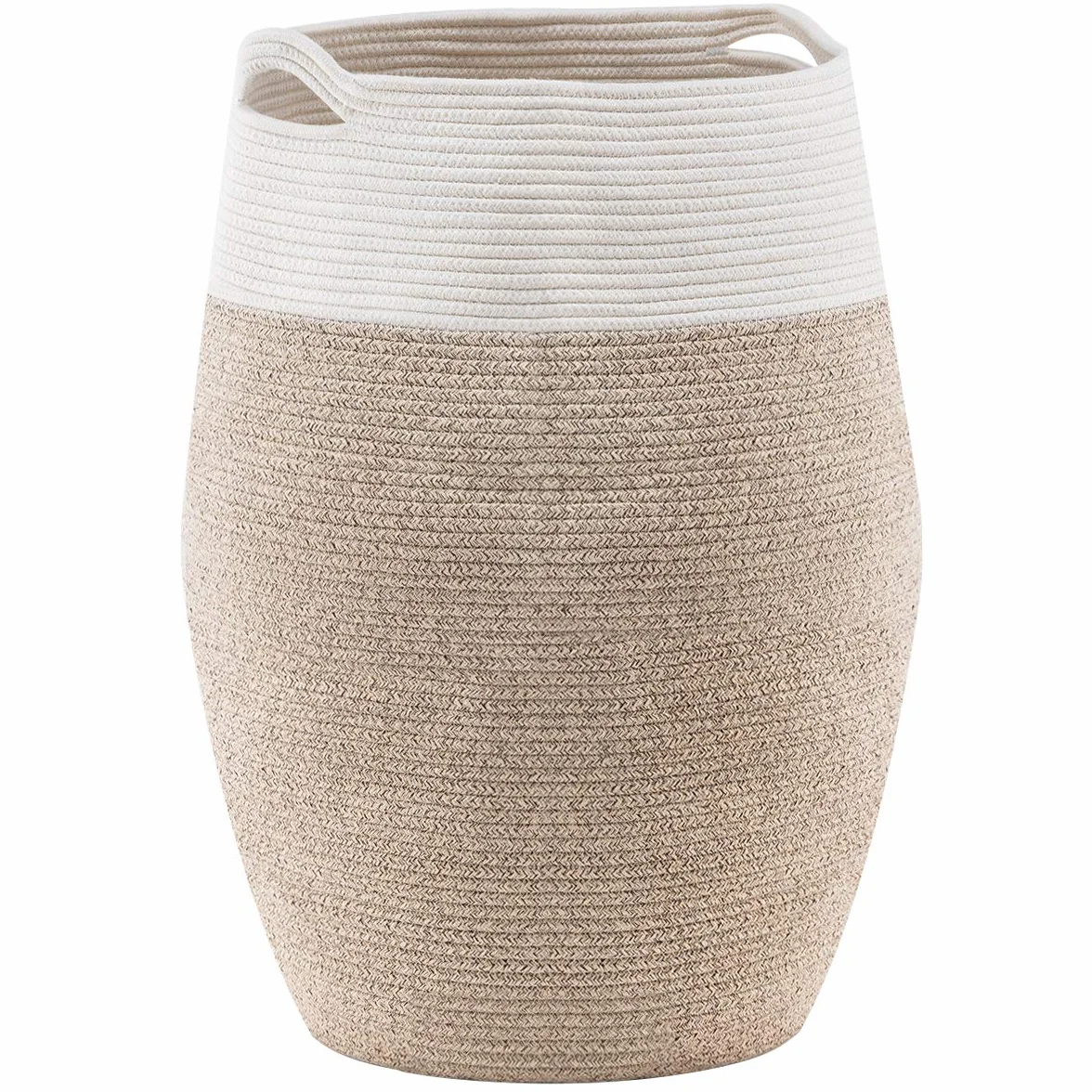 YOUDENOVA Cesto Portabiancheria Portaoggetti Intrecciato 105 L Stoccaggio Cestino Tessuto Pieghevole Grande Organizzatore di Corda di Cotone Biancheria da Bagno Lavanderia con Manico Marrone