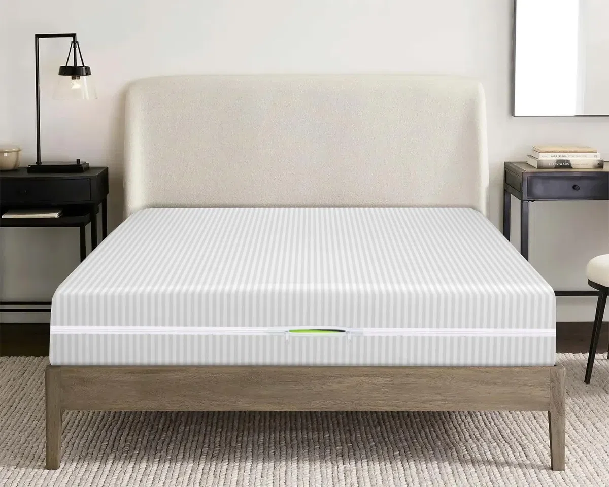 Coprimaterasso in raso con cerniera, doppio lato, chiusura con cerniera, copertura completa anti cimici, profondità 30 cm, con cerniera (bianco, super king size)