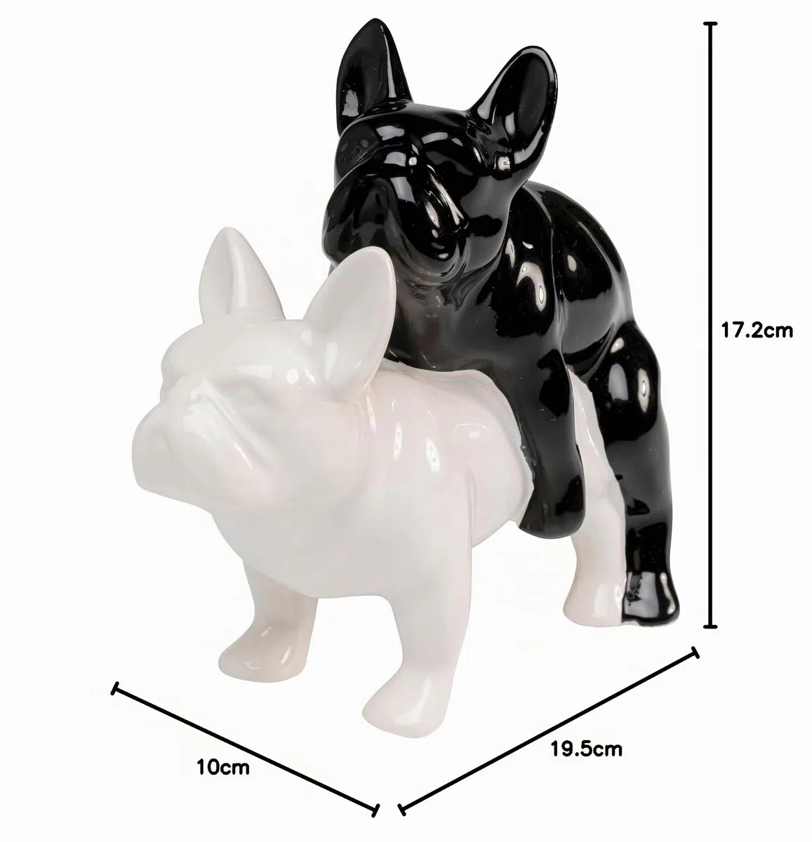 KARE Design figura decorativa Love Dogs, nero/bianco, motivo cani, idea regalo amanti cane, animali porecellana, decorazione divertente, pop art, 18 cm, Bianco/Nero
