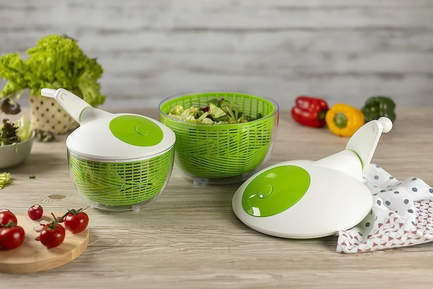 Ibili 783626, Centrifuga per insalata, 26 cm, Verde, Bianco