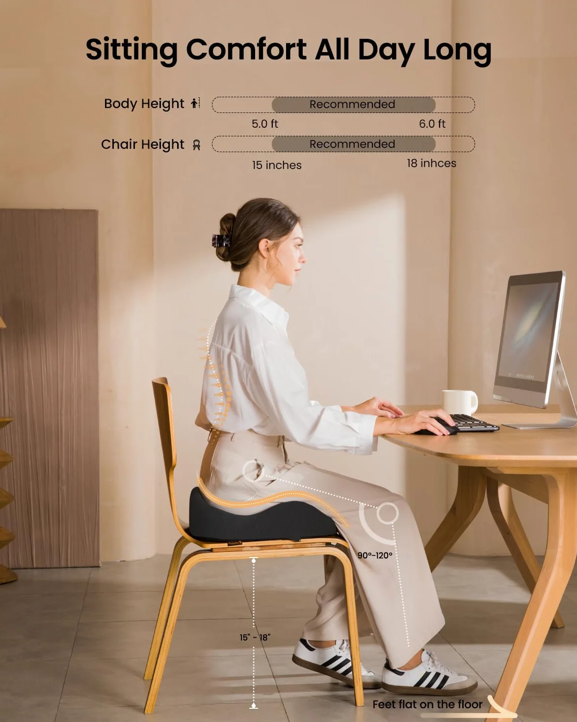 ProtoArc Cuscino Sedia Ufficio Ergonomica, Cuscino Seduta per Coccige Supporto di Pressione, Cuscini Sedia Memory Foam per Gaming, Auto e Sedia a Rotelle, Comfort per Tutto il Giorno