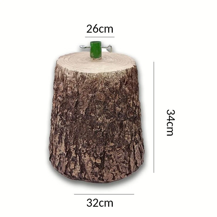 Base per Albero di Natale in Resina, Supporto Albero Effetto Tronco Reale, Base Robusta e Stabile con Attacco Universale 35 mm, Altezza 34 cm, Ideale per Alberi Artificiali 32x26x34 cm