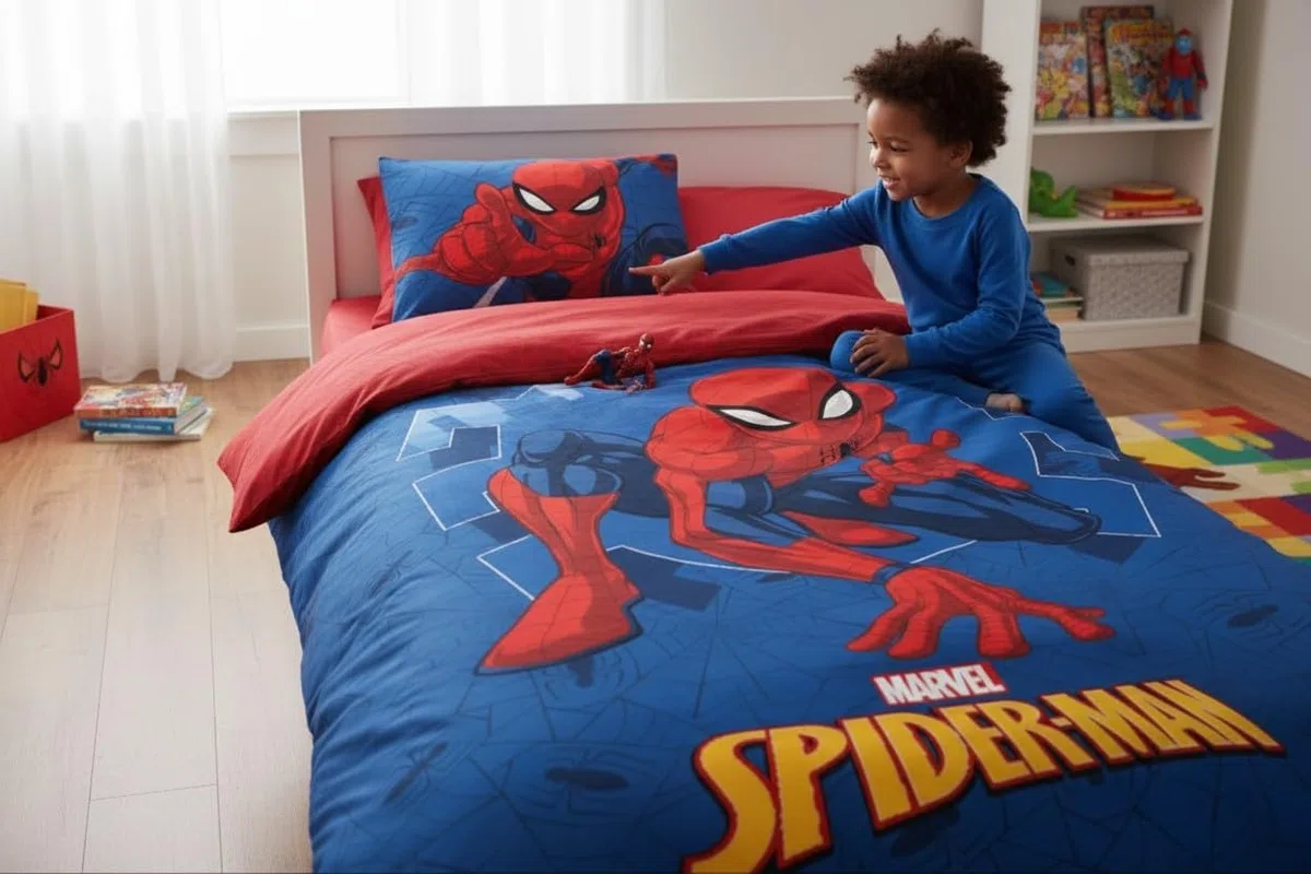 Parure da letto Spiderman 140 x 200 - Copripiumino Spiderman 100% cotone (A)