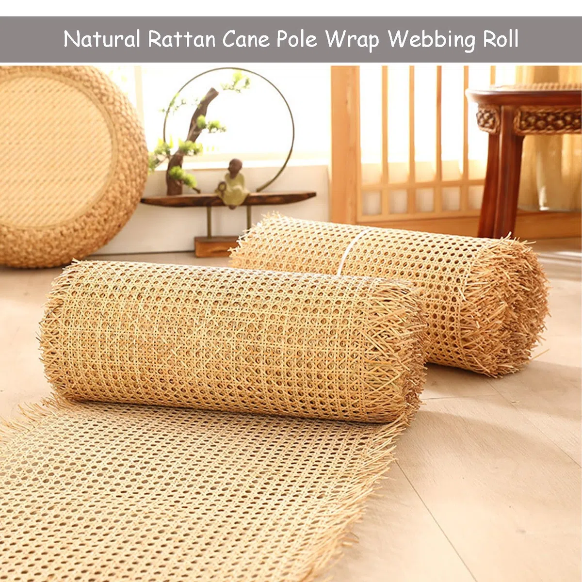 Rotolo di Nastro in Rattan Naturale Rete Aperta Materiale, Paglia di Vienna per Sedie, Foglio di Tessitura di Canna a Rete Aperta Pre-Tessuta, Rattan Naturale Rotolo per Mobili Riparazioni (Size : 45