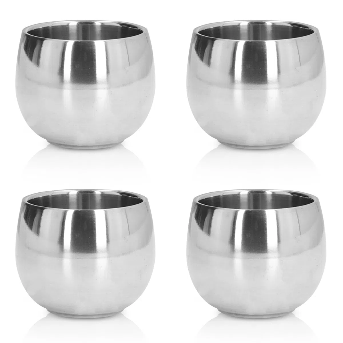 Cyrank Set di 4 Pezzi Tazzine da Caffè in Acciaio Inox,150 ml Tazza con Isolamento A Doppia Parete,Tazze Isolanti Sottovuoto Infrangibili Tazze da Tè Impilabili per Il Campeggio,Bicchieri per Birra