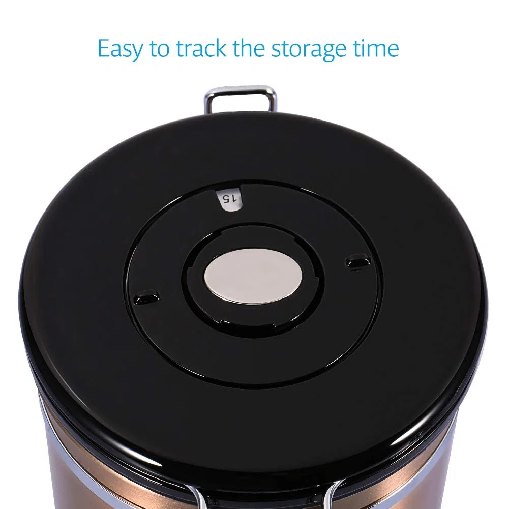 Jeffergarden Contenitore per Caffè in Acciaio Inox, 1,8L, Contenitore Ermetico con Valvola e Indicatore Data, per