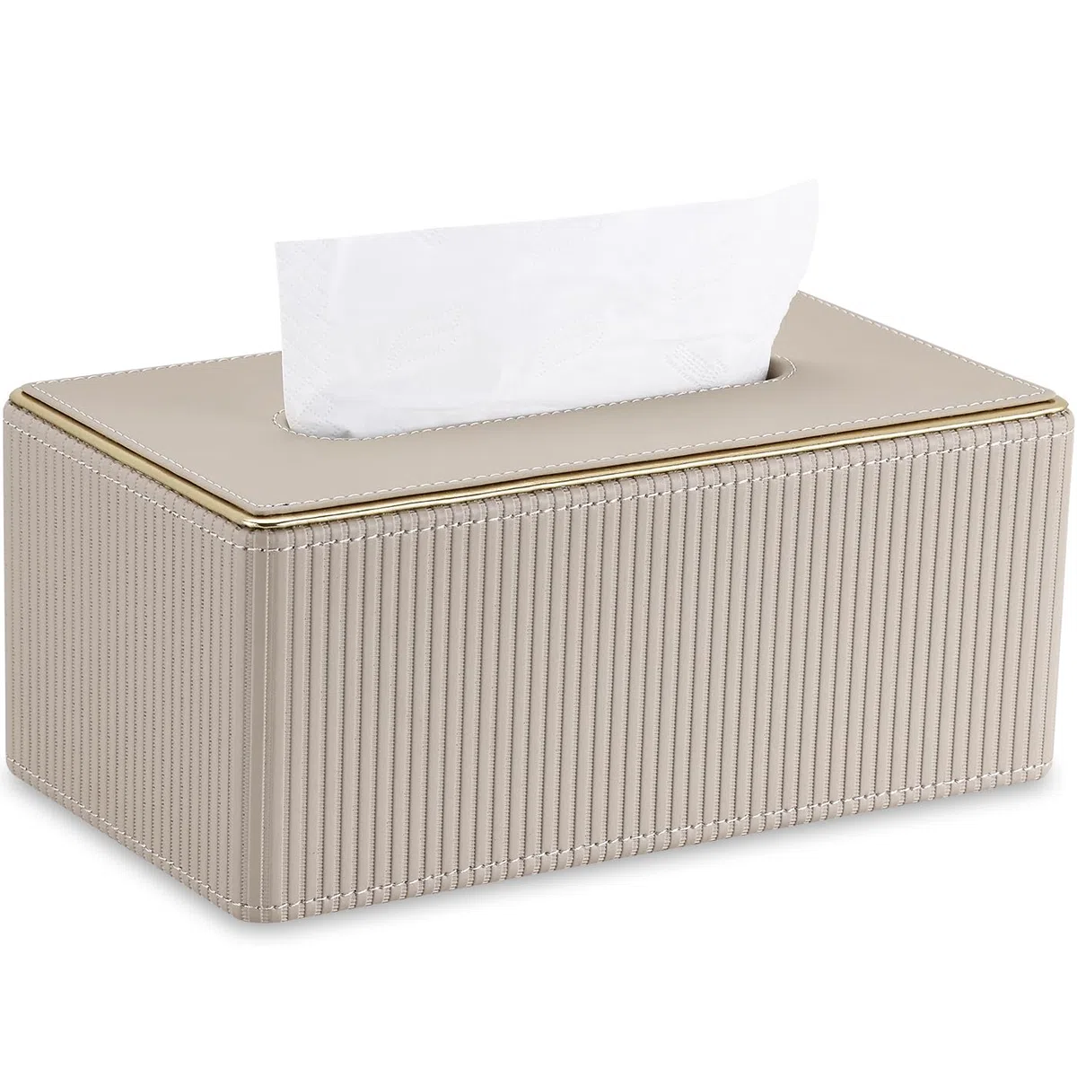 GORESE Porta Fazzoletti,Scatola per Fazzoletti in Pelle Dispenser per Fazzoletti Tissue Box per Ufficio, Casa,Bagno,Auto(Beige)