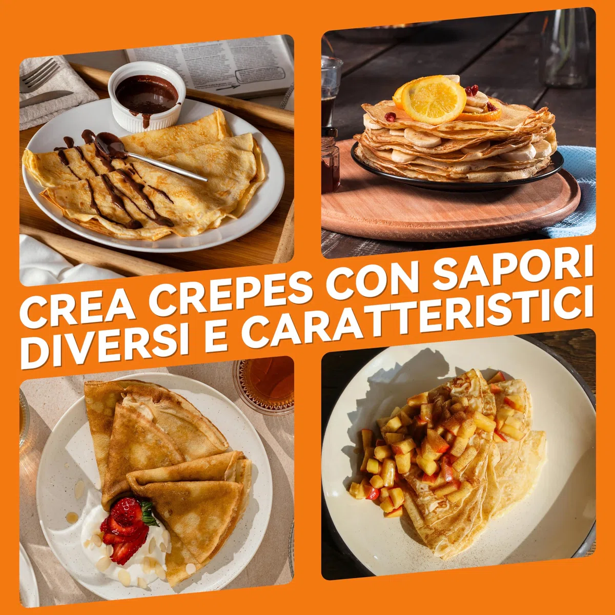 Baker's Friend Macchina per Crepes Instantanea, Padella per Crepes con Manico Anti-Scaldamento, Superficie Cottura Antiaderente da 20 cm, Regolazione Automatica della Temperatura, Grafite