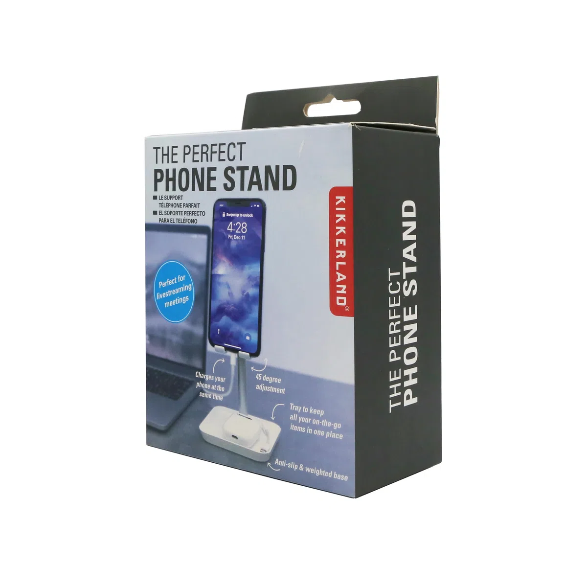 Kikkerland - Supporto per telefoni con vassoio, colore bianco