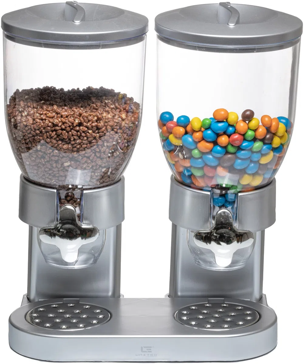 United Entertainment - Dispenser per cereale, Corn Flakes e Cerealiera Doppia Argento