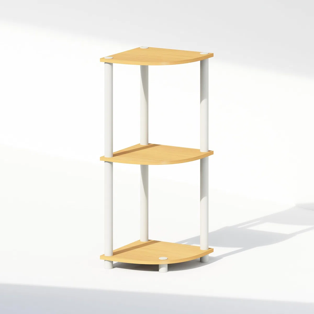 Furinno TURN-N-TUBE Mensola Angolare, Libreria Angolare A 3 Ripiani, Scaffali Espositivi Portaoggetti Con Ripiani Aperti, Per Organizzazione E Contenimento, Garage, Faggio