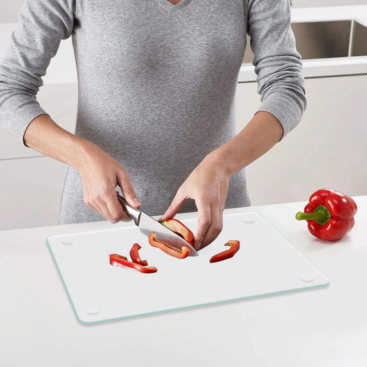 3pcs Tagliere in vetro temperato,tagliere trasparente,Tagliere in vetro da cucina,con piedini in silicone antiscivolo,esistente al calore e ai graffi,per piano di lavoro cucina (40*30+30*20+15*20cm)