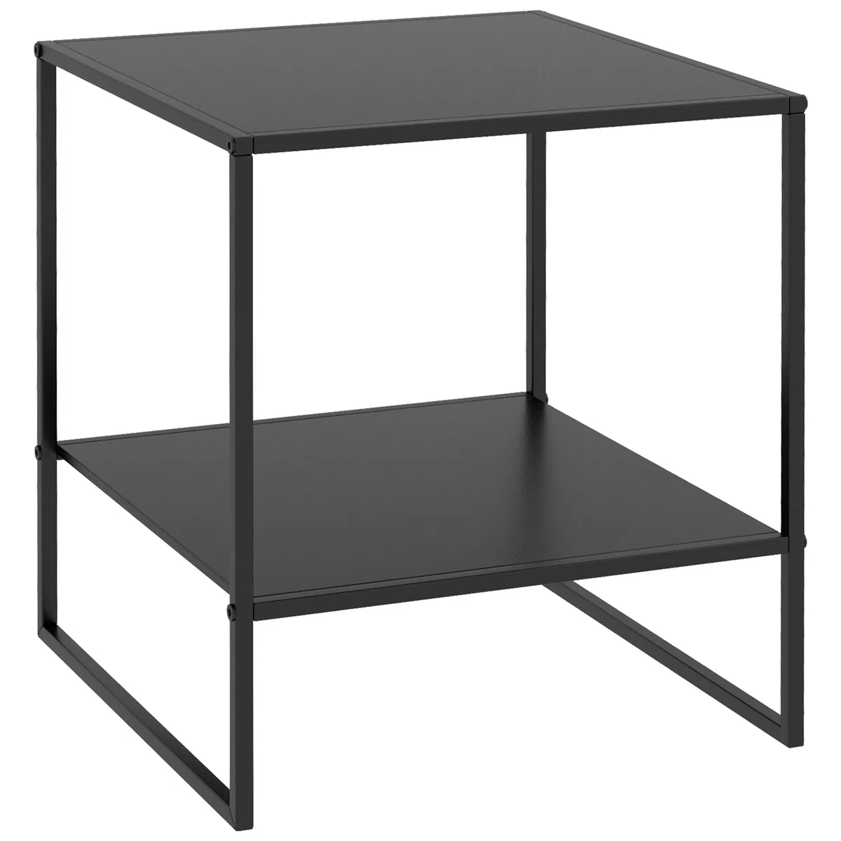 HOMCOM Tavolino da Salotto in Stile Industriale a 2 Ripiani, Comodino Moderno in Acciaio 40x40x45cm, Nero