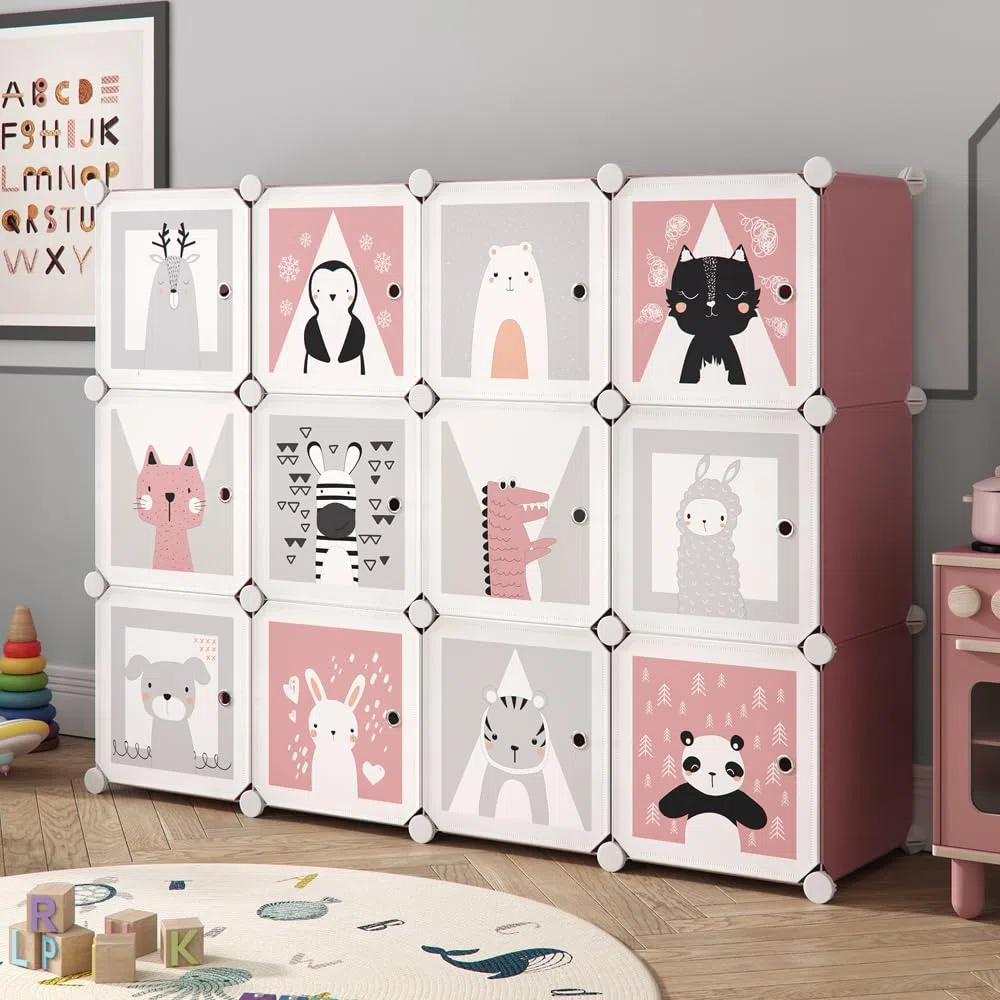 Vicco scaffale portagiochi bambini Andy, rosa, 145 x 110 cm 12 scomparti