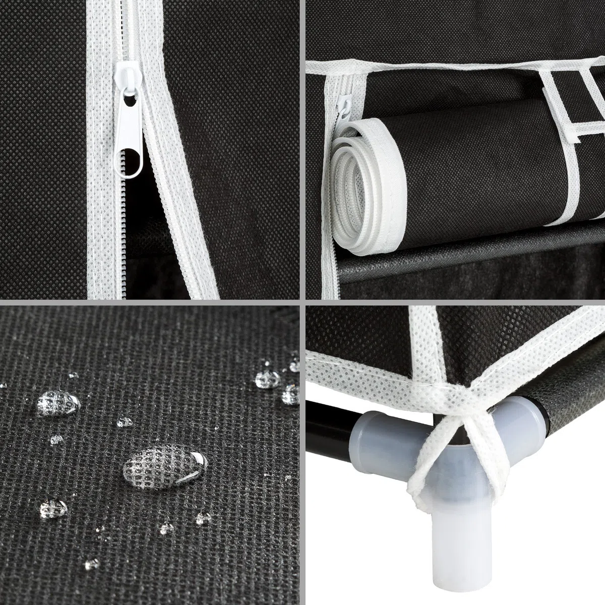 TecTake Armadio guardaroba pieghevole cabina in tessuto e asta appendiabiti | 12 scomparti | 150 x 175 x 45 cm | -disponibile in diversi colori- (Nero | no. 402528)