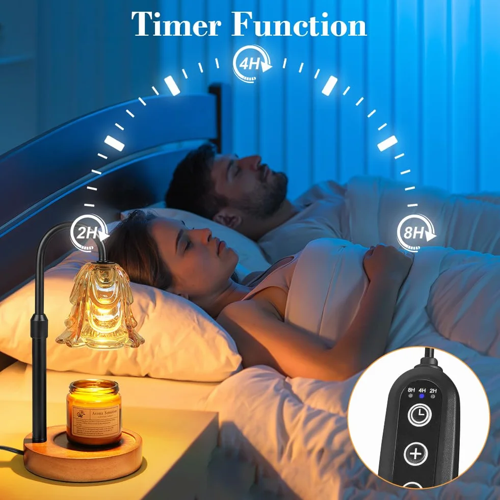 Vicloon Lampada Scalda Candela, Lampada profumata con Timer e Dimmer, Lampade Aroma Diffusore Elettrica, Altezza Regolabile, Candle Warmer Lamp con 2 Lampadine, Casa, Camera da Letto, Regalo Donna