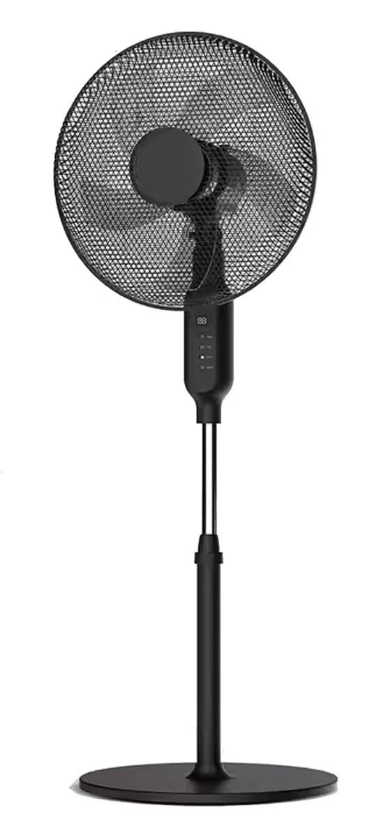 Megashopitalia Ventilatore a Piantana 45W base Tonda Cinque Pale Telecomando (Nero)
