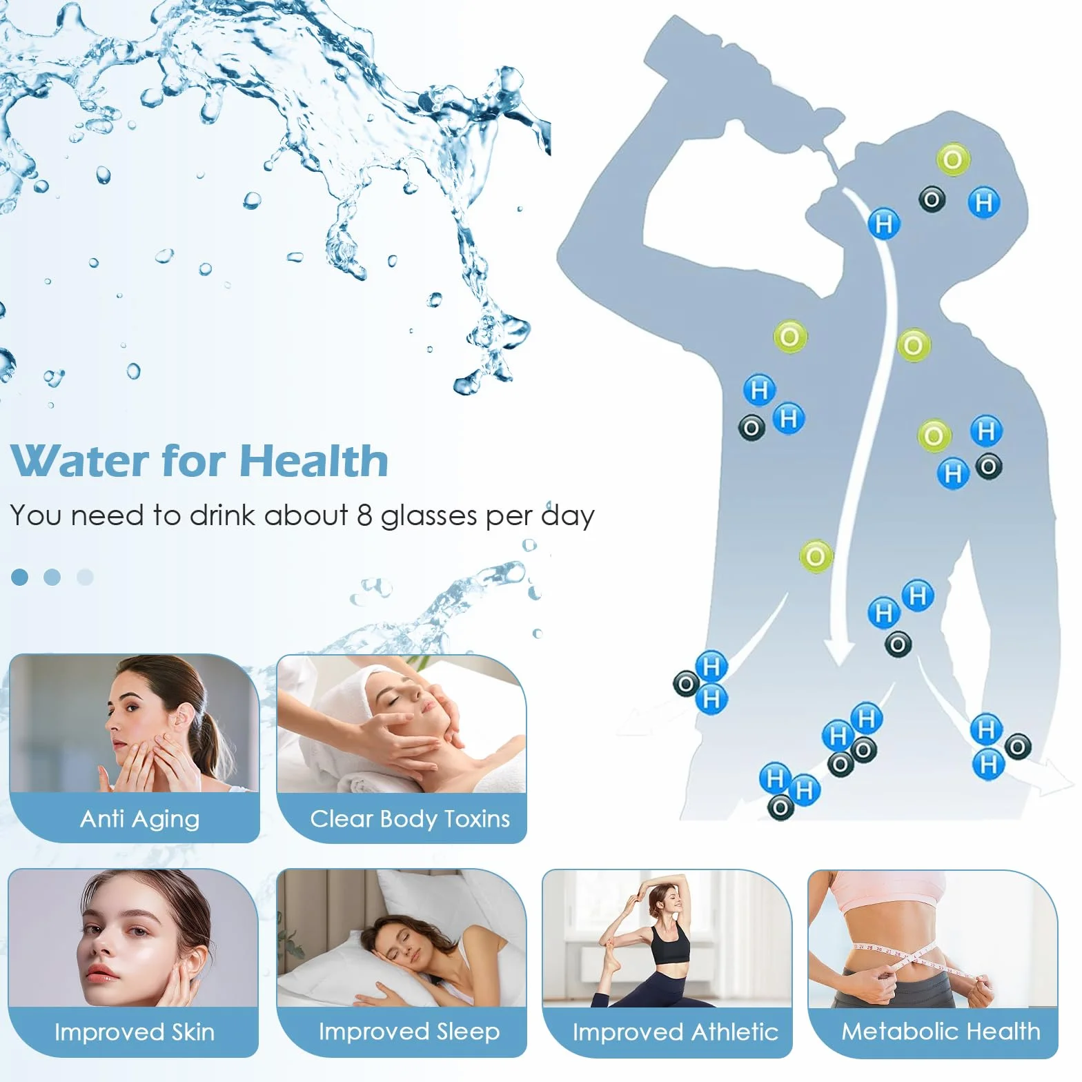 Tazza Ricca di Idrogeno, 430 ml Portatile Bottiglia Acqua All'idrogeno, Generatore Acqua Idrogeno con Tecnologia PEM e SPE, Bottiglia di Vetro Antiossidante per Casa, Viaggi, Ufficio (2 pz)