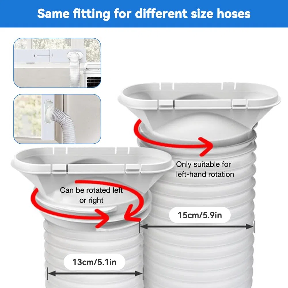 4 pezzi Guarnizione Finestra per Condizionatore per diametro 13/15 cm, Kit di sfiato per finestra del condizionatore d'aria portatile, Kit Finestra per condizionatore d'Aria Portatile, 43-140cm