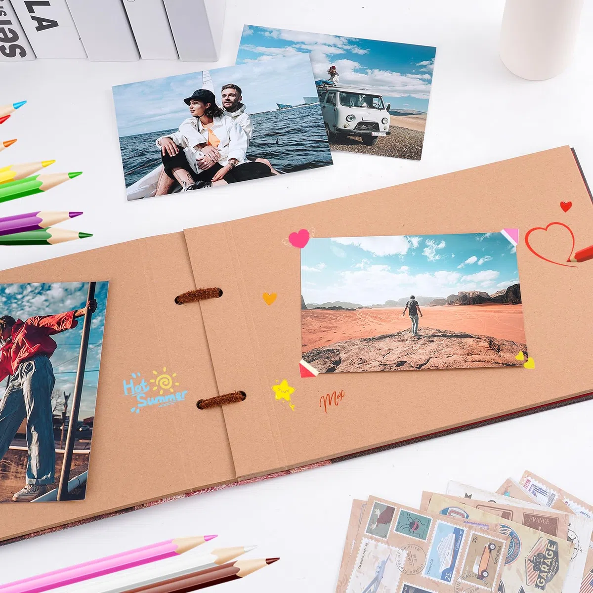 Our Adventure Book Album Fotografico,3d Retro Embossed Letter Cover Hard Movie Up,11.9 X 7.6 Inch,DIY Scrapbooking Album Convient Pour Les Anniversaires,La Saint-Valentin Et Les FêTes De Fin D'AnnéE