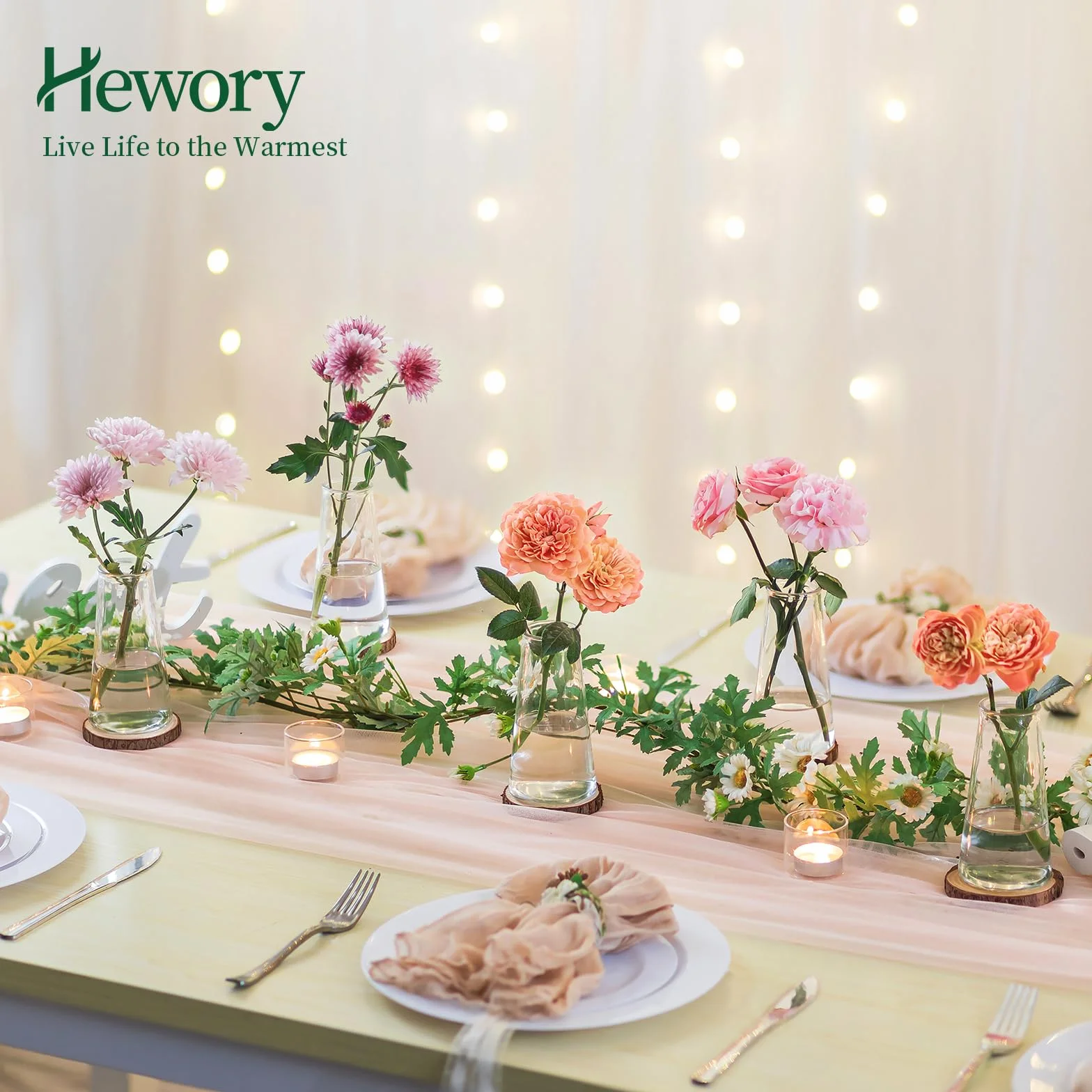 Hewory Piccoli vasi in vetro per decorazione da tavolo per matrimoni: set di 12 piccoli vasi trasparenti per fiori moderni, in vetro per decorazione di nozze, tavolo da pranzo