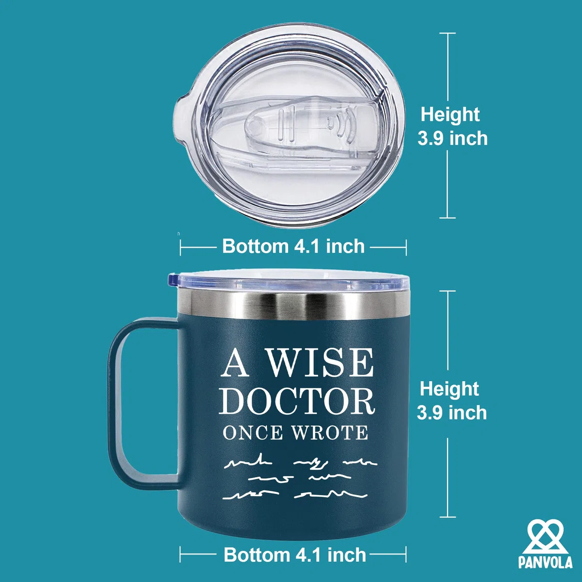 Tazza da caffè isolata con manico e coperchio, con scritta "A Wise Doctor Once Wrote", con manico e coperchio, idea regalo per dottori, studenti di medicina, dottore, marito, moglie, papà, mamma, in