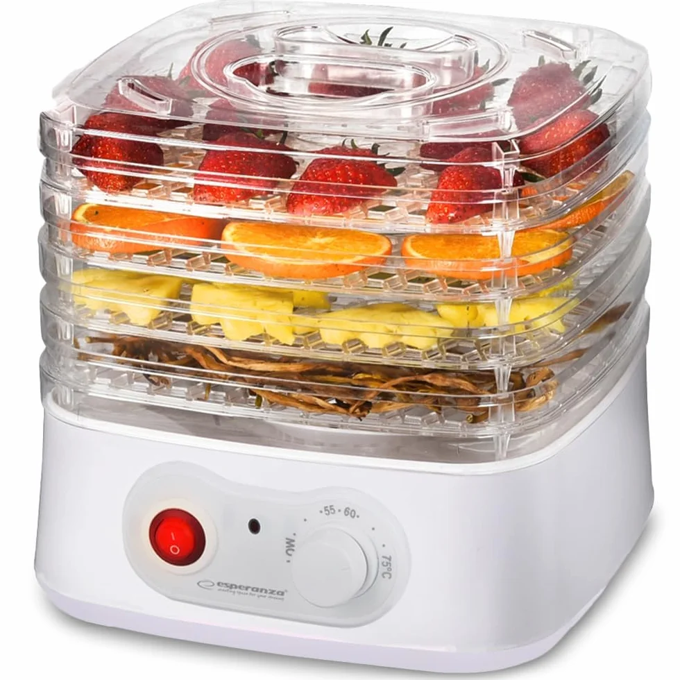 Esperanza EKD004 DESHIDRATADOR DE ALIMENTOS, Transparente, Blanco 250 W