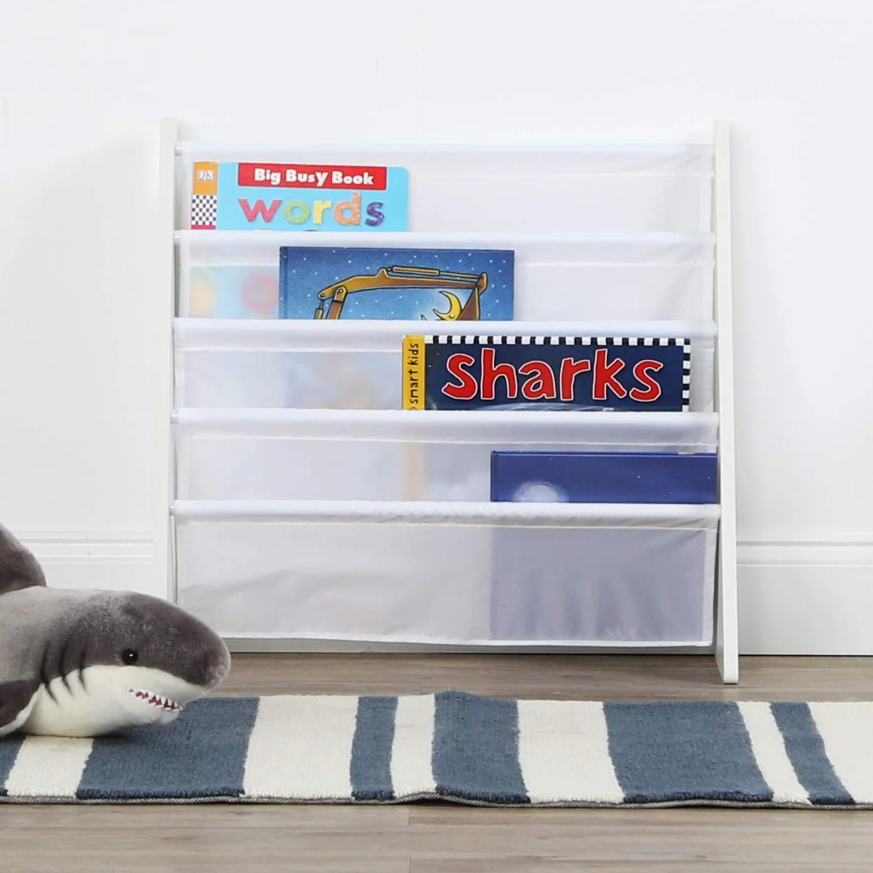 HumbleCrew Libreria Bambini Chic: Scaffale 4 Ripiani per Libri, Design Moderno Bianco, Perfetto per Camerette Ordinata e Letture Creative dei Piccoli