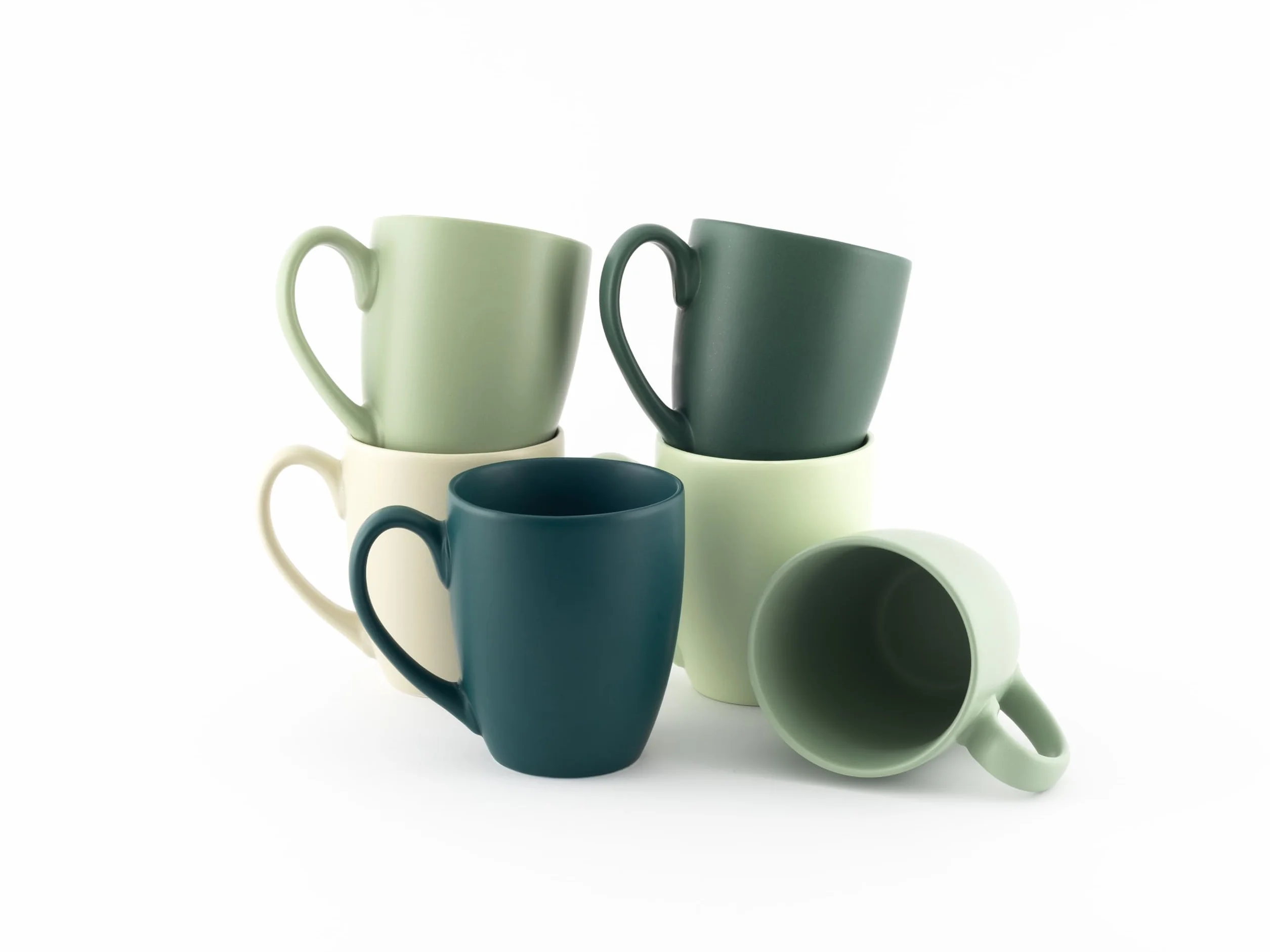 Hanseküche Set di Tazze da Caffè in Ceramica Massiccia di Alta Qualità, con Manici e Bicchieri Grandi (Colori Naturali, Set da 6)