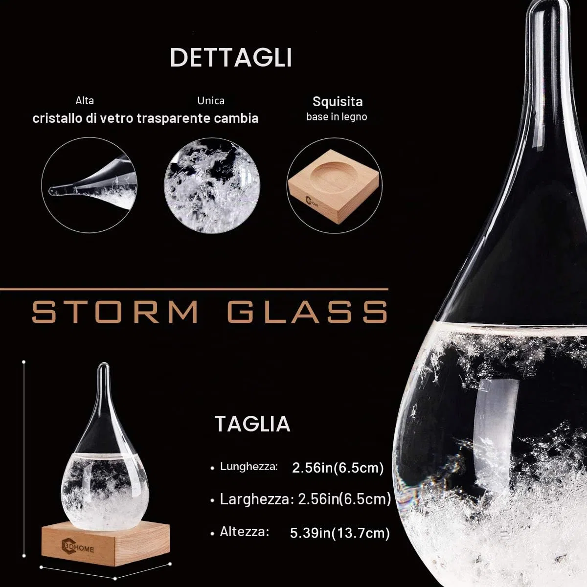Storm Glass Stazioni meteorologiche di Vetro Tempesta Meteo Goccia d'Acqua Previsione Previsione Creativa Stile Nordico Meteo Decorativo Vetro (small)