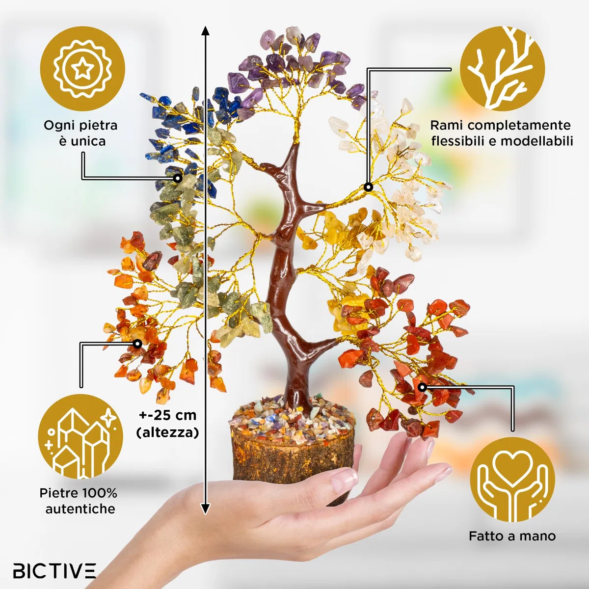 ️ Albero della Vita Pietre Chakra e Collana. Pietre Naturali Curative e Cristalli Chakra, Meditazione Oggetti, Albero della Vita Soprammobile. Idee Regalo Originale per Donna e Mamma