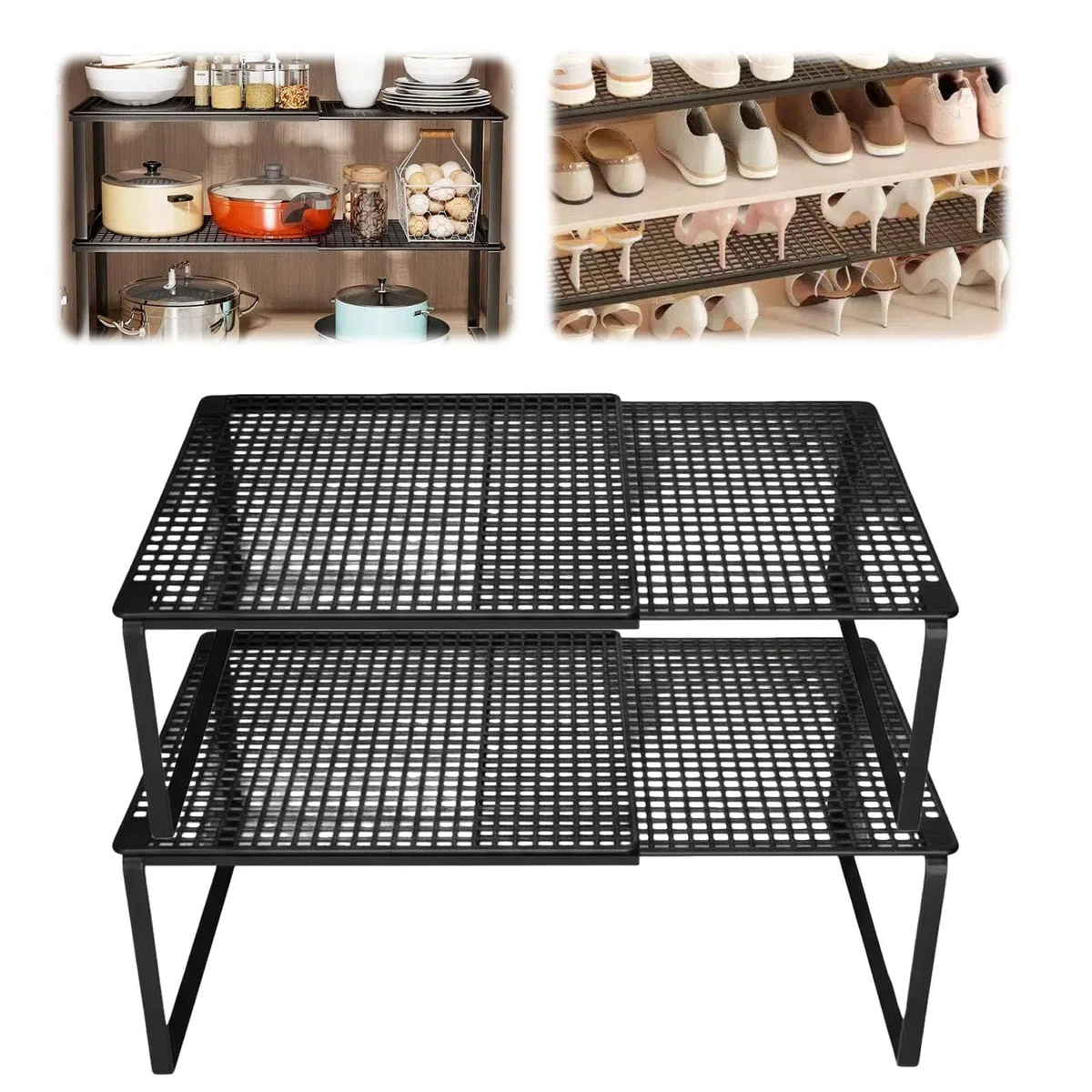 Ripiani Organizzatori per Armadio e Cucina, Sistema di Organizzazione della Casa Espandibile e Regolabile, Ripiani Salvaspazio in Ferro Resistente per una Organizzazione