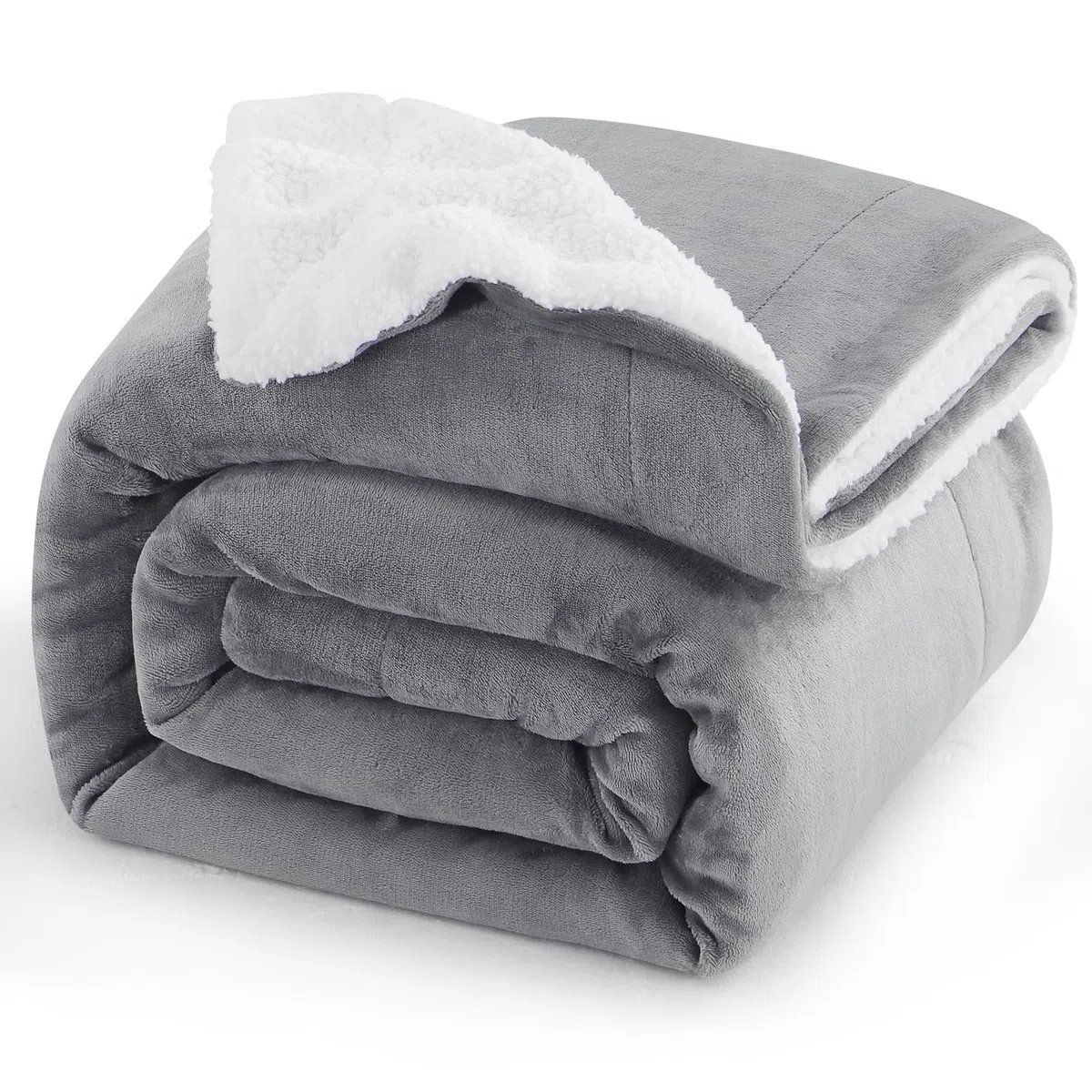 Aisbo Plaid Coperta Pile Singolo - Coperta Calda Invernale per Divano e Letto Singolo 150x200 cm Pile di Flanella e Sherpa Morbida Grigia Chiaro, Sherpa Blanket for Sofa and Couch