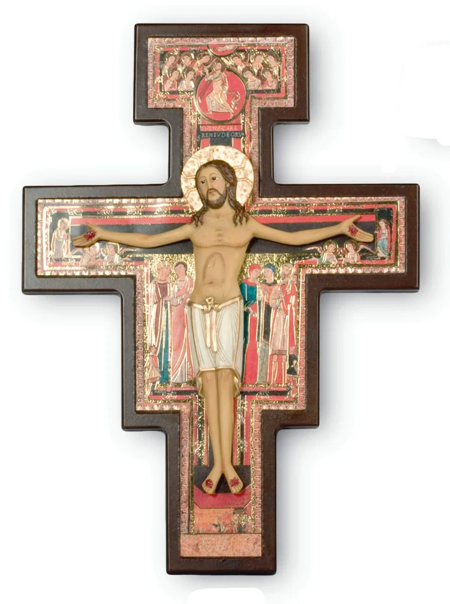 Generico Crocifisso di S. Damiano da Muro in Legno, con Cristo in Rilievo - Dimensioni cm 25