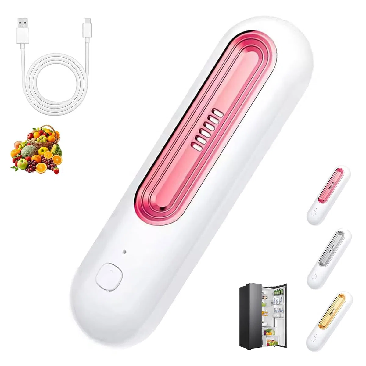 Ozoori Deodorante per Frigorifero, Rimuovi Odore Originale per Frigorifero e Fruttiera, Efficace contro Moscerini della Frutta e Odori Sgradevoli (Rosso rosa)