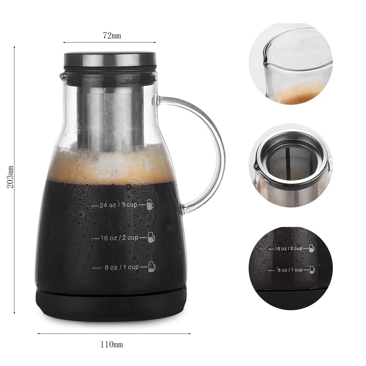 Coffee Maker | Macchina da Caffè, Senza Plastica, Vetro, con Percolatore in Acciaio Inox, 960 ML