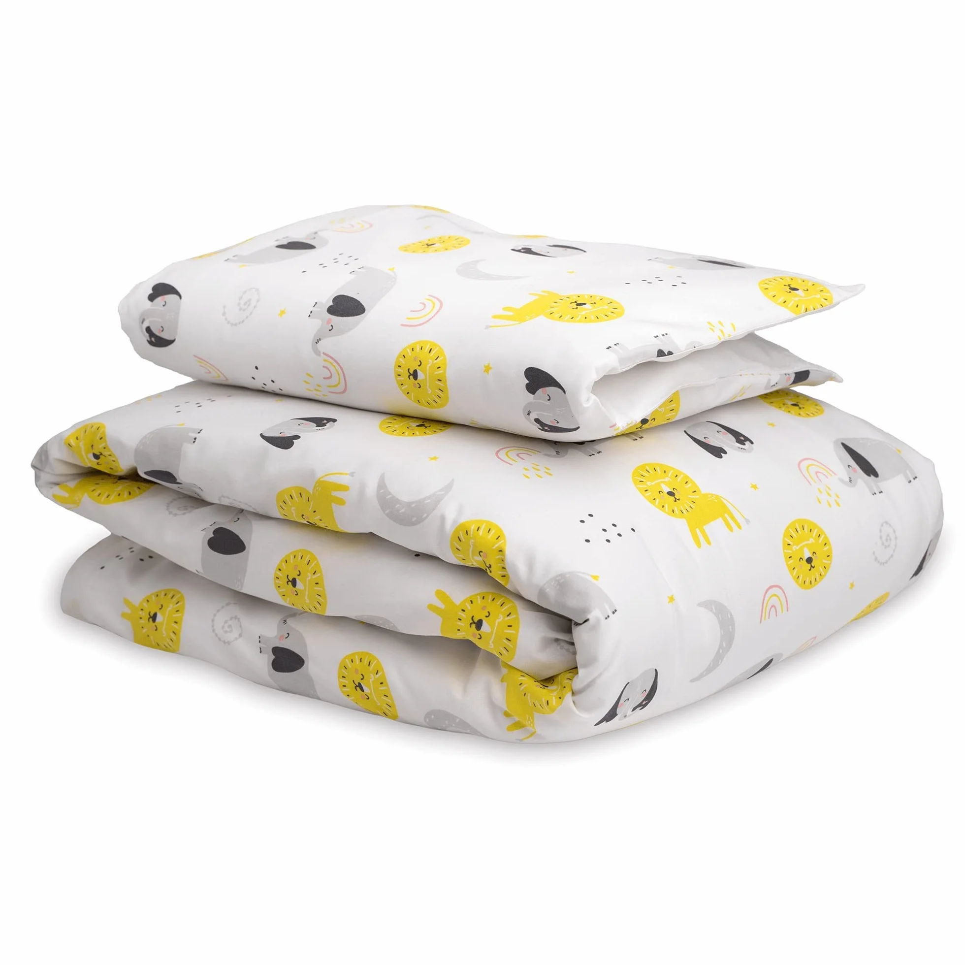 FlyIdeas Set Lenzuola Copripiumino & Copricuscino Bambino 120x150 cm / 40x60 cm per Culle e Lettino/Letto Singolo Neonati, 100% Morbido Cotone Certificato