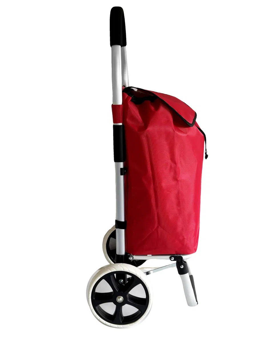 Carrello spesa 2 Ruota Grande robusto telaio in alluminio e borsa in tela impermeabile rimovibile ideale per lo shopping comodo e pratico (Rosso, 2 Ruota)
