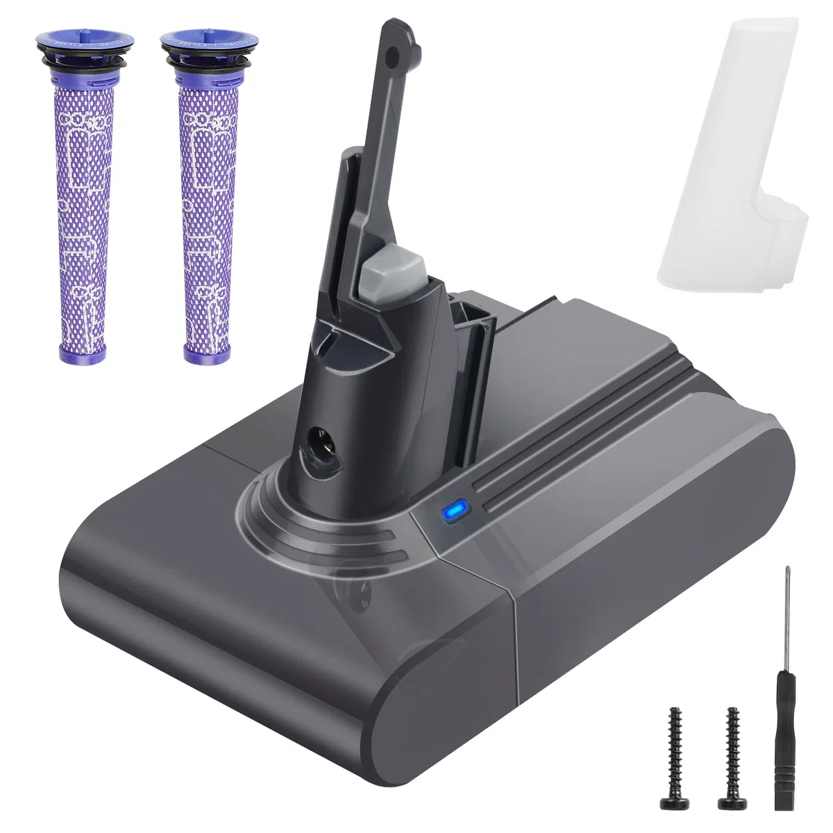 Waitley 6000mAh Batteria per Dyson V7 SV11 Motorhead Absolute Animal Mattress Fluffy Trigger Car+Boat Aspirapolvere con 2 Pre-Filtro e 1 Cacciavite