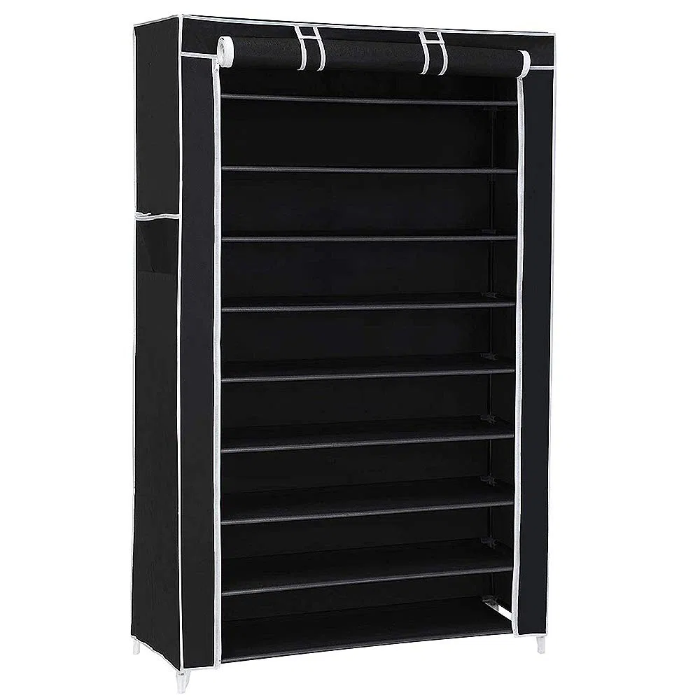 LANTUS Armadio in Tessuto, Guardaroba Pieghevole Salvaspazio, Appendiabiti, Scaffale per Borse, Giocattoli, Scarpe, Soggiorno, Camera da Letto, 88 * 28 * 160 cm (nero)