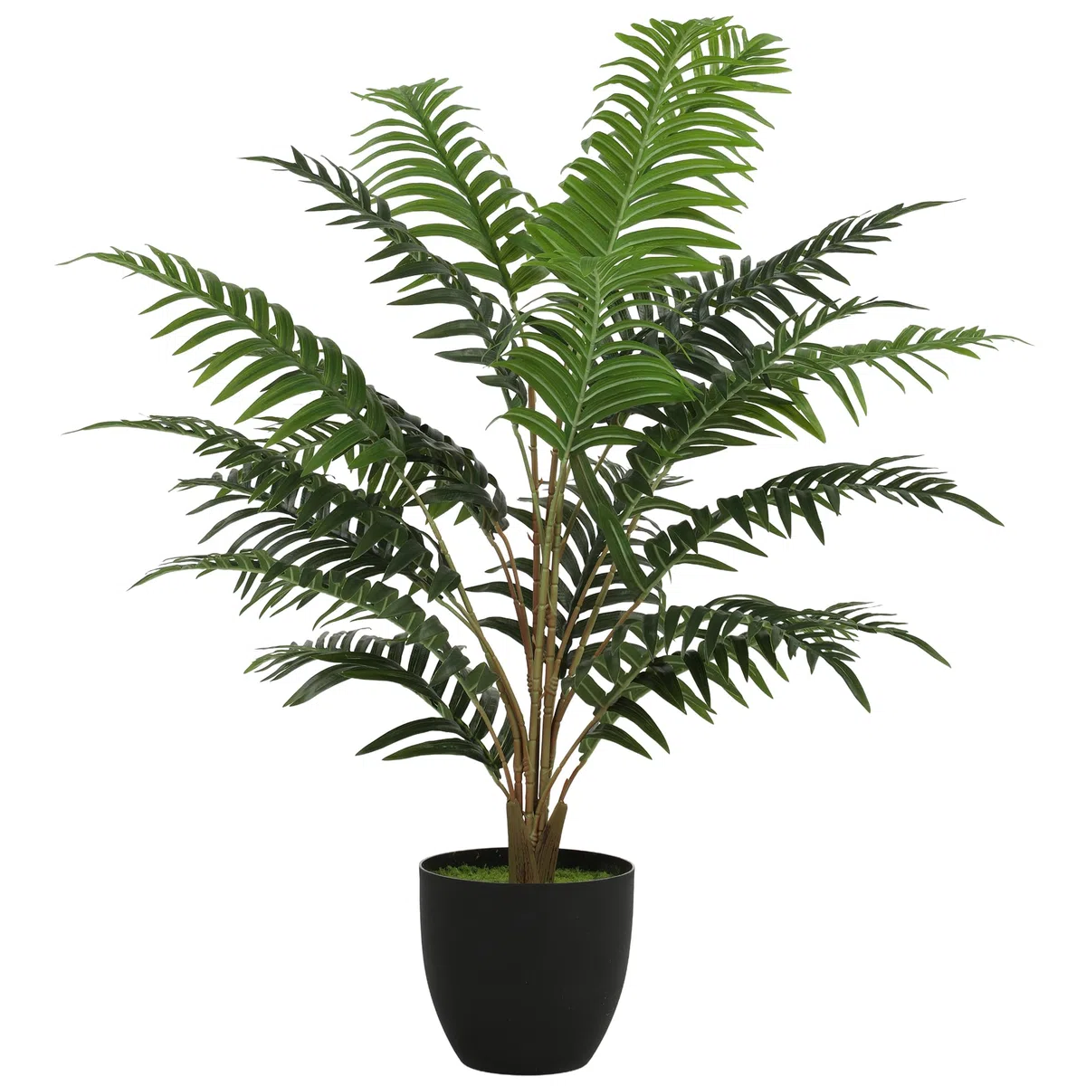 HOMCOM Pianta Artificiale di Felce con 20 Foglie in PEVA, Pianta Finta con Rami Piegabili, Vaso Nero in PP Riempito in Cemento, Decorazione per Soggiorno, Ingresso, Patio, 120x90x90 cm, Verde