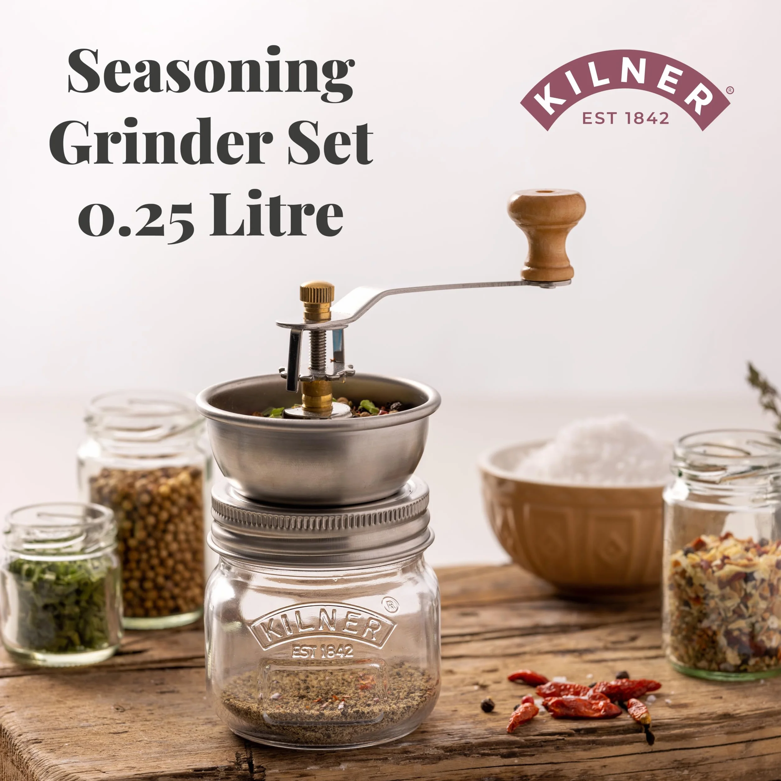 Kilner 0025.081 - Set di macinini per condimenti, in acciaio inox