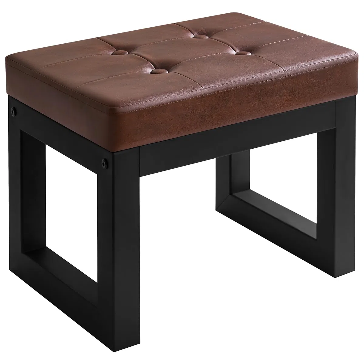 IBUYKE 16” Piccolo Poggiapiedi Ottomano, Sgabello Rettangolare in Pelle PU con Sedile Imbottito e Gambe in Metallo, Poggiapiedi Ottomano Moderno per Poltrona Camera da Letto Soggiorno, Nero WBD026B
