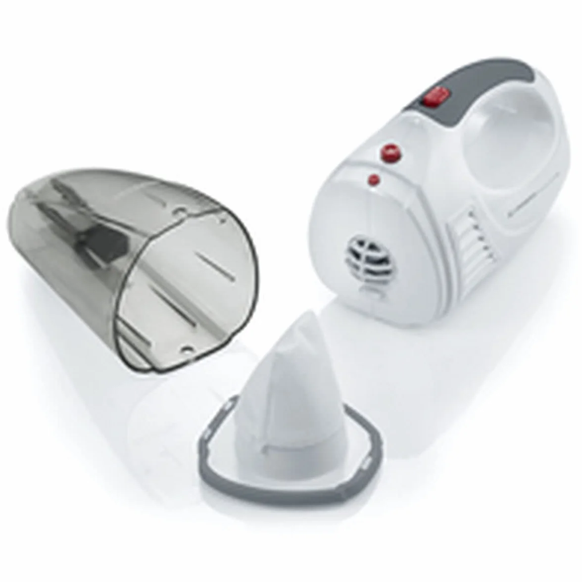SEVERIN Aspirapolvere Portatile 3 in 1, 120W, Aspira Liquidi, Cavo Auto 12V, Autonomia 18 min, Filtro Permanente, Stazione Ricarica, 39,5 x 11,0 x 14,0 cm, Bianco/Rosso - HV 7144