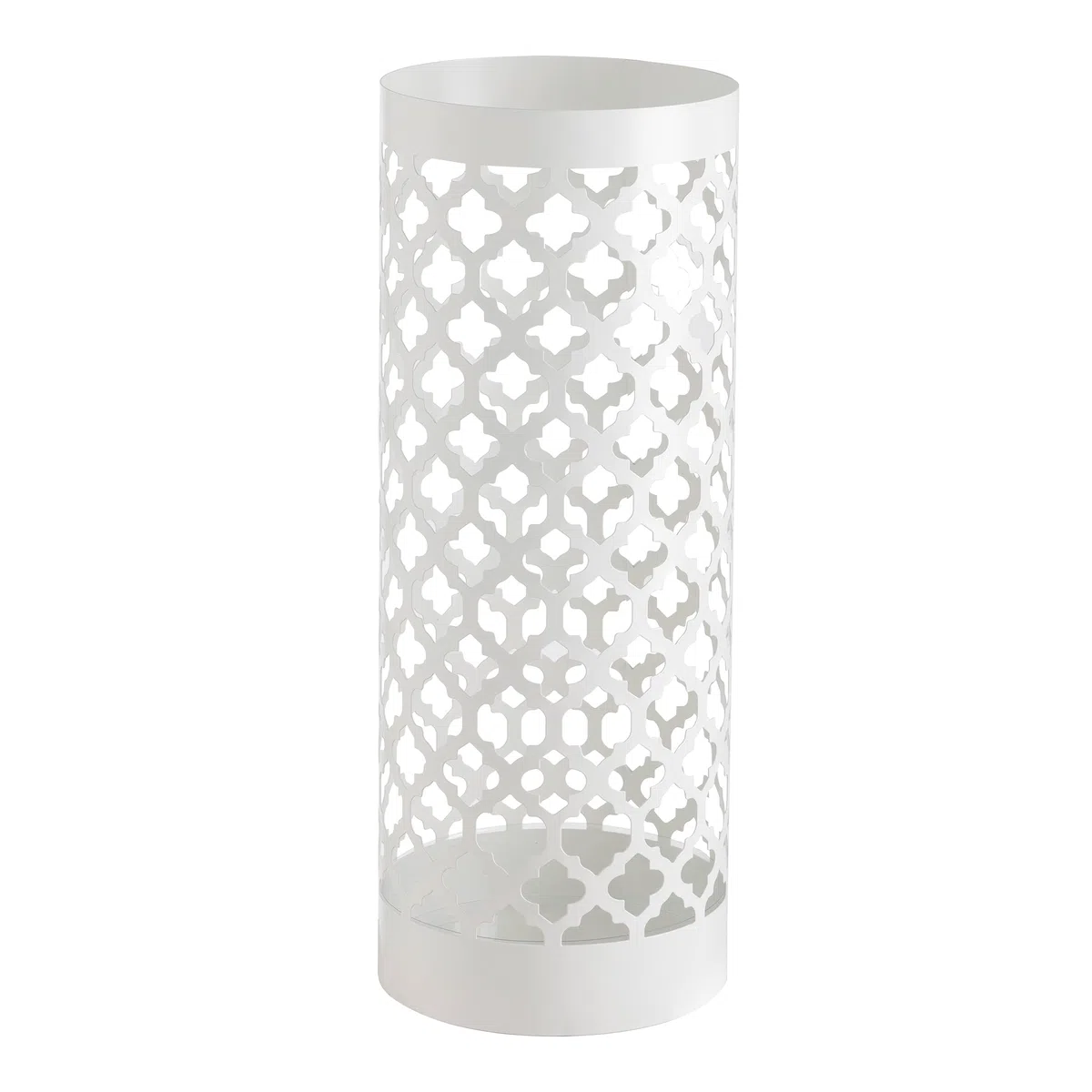 Baroni Home Portaombrelli Design Moderno Porta Ombrelli in Metallo Classic Bianco con 2 Gancini e Vaschetta Scolapioggia Rimovibile 19X19X49 cm (Bianco)